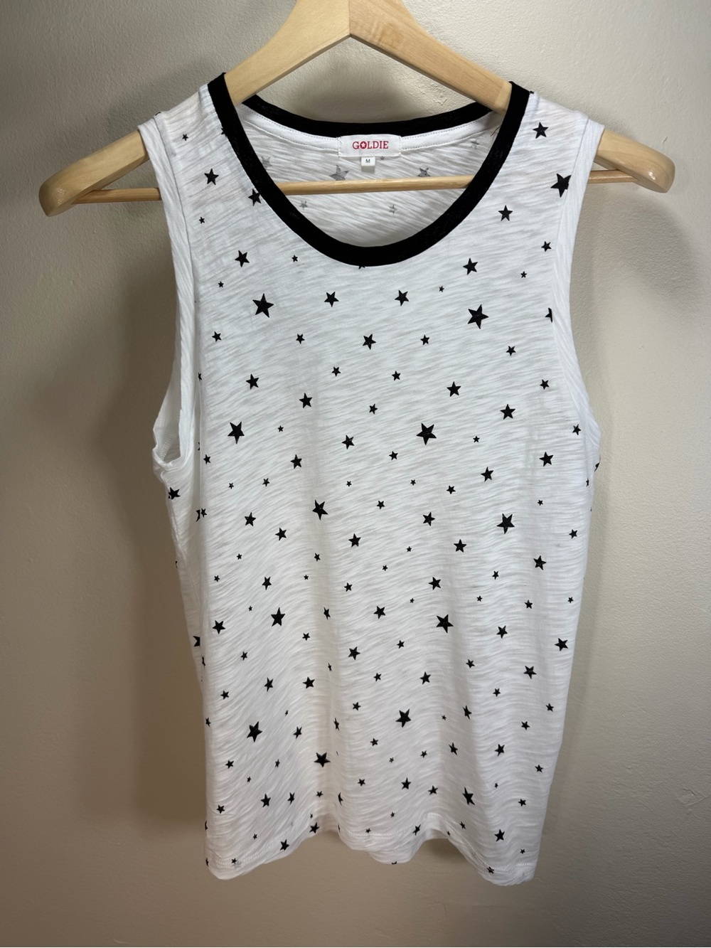Goldie White Star-Print Tank with Black Trim